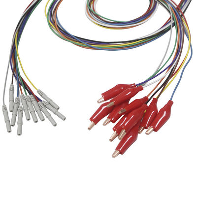 Din 1.5mm tarzı Kapmak Yumuşak dış kabuk ile Timsah Klip EEG Elektrotları Kaplama altın EEG EMG Leadwires Elektrot