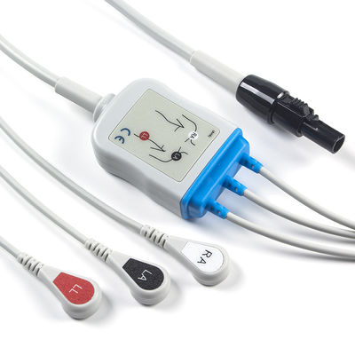 Kontron EKG Kabloları ve Kurşun Telleri 125 128 VSM510 3 Kurşunlu AHA Snap 7Pin Konnektör EKG Kablosu