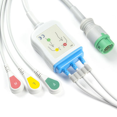 Mindray Datascope 040-000966-00 EA6232A EKG Kabloları ve Kurşun Teller 12pin Konnektör EKG Kablosu 3 Uçlu IEC geçmeli
