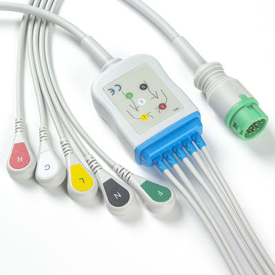 Mindray Datascope 040-000963-00 EA6252B EKG Kabloları ve Kurşun Teller 12pin Konnektör EKG Kablosu 5 Uçlu IEC geçmeli