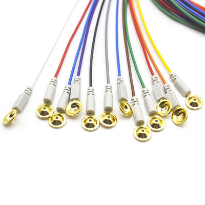 EEG Elektrotları Din 1.5 Altınla kaplanmış Renkli EEG Kurşun Kabloları Elektrotlar 1.5 Metre