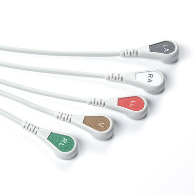 Gri IVY 5Lead EKG Kablosu AHA Snap 1m 3.0 çapı