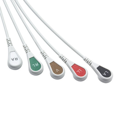 Gri IVY 5Lead EKG Kablosu AHA Snap 1m 3.0 çapı