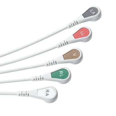 Gri IVY 5Lead EKG Kablosu AHA Snap 1m 3.0 çapı