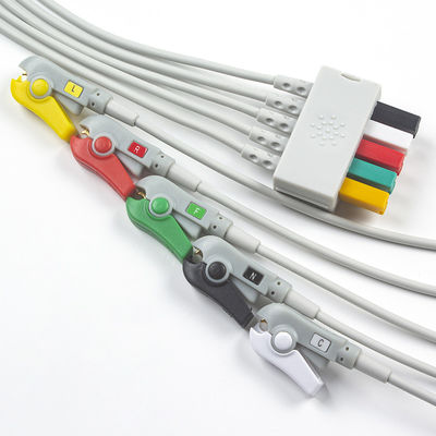 Siemens Hasta Kablosu EKG 5 Kurşun Siemens IEC Grabber Yetişkin veya Pediatrik için EKG Kurşun Gri