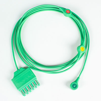 Tekrar kullanılabilir EKG Kurşun Kabloları Drager Siemens Monolead 3Lead IEC Snap MS14555 EKG Kurşun Kabloları