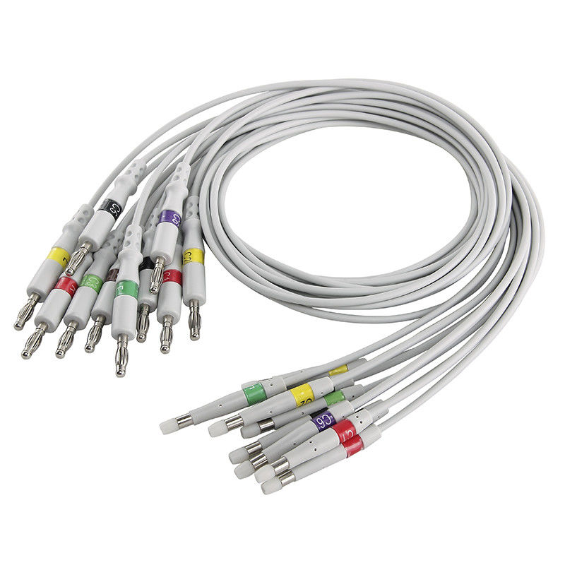 10 Kurşunlu Welch Allyn Cp200 EKG Kablosu EKG Kurşun Telleri IEC 4.0 Muz EKG Kurşun Telleri