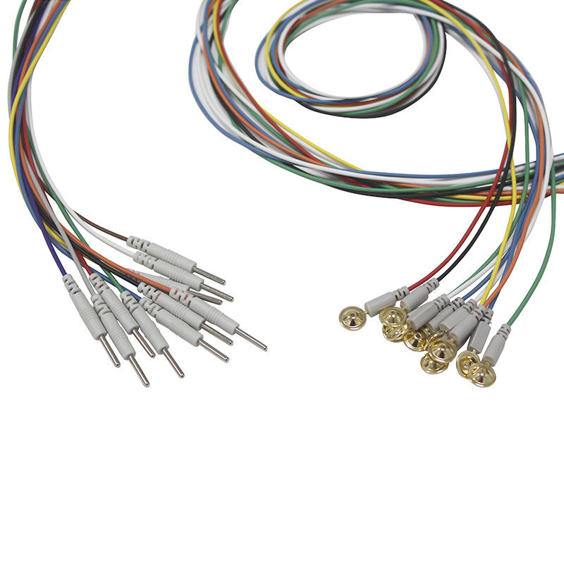 Din 2.0 Fiş kabı tipi EEG Kapak Elektrotları Kaplama altın EEG EMS Kurşun Telleri Elektrot