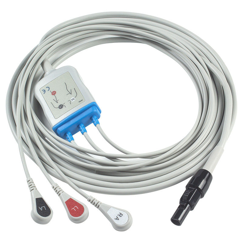 Kontron EKG Kabloları ve Kurşun Telleri 125 128 VSM510 3 Kurşunlu AHA Snap 7Pin Konnektör EKG Kablosu