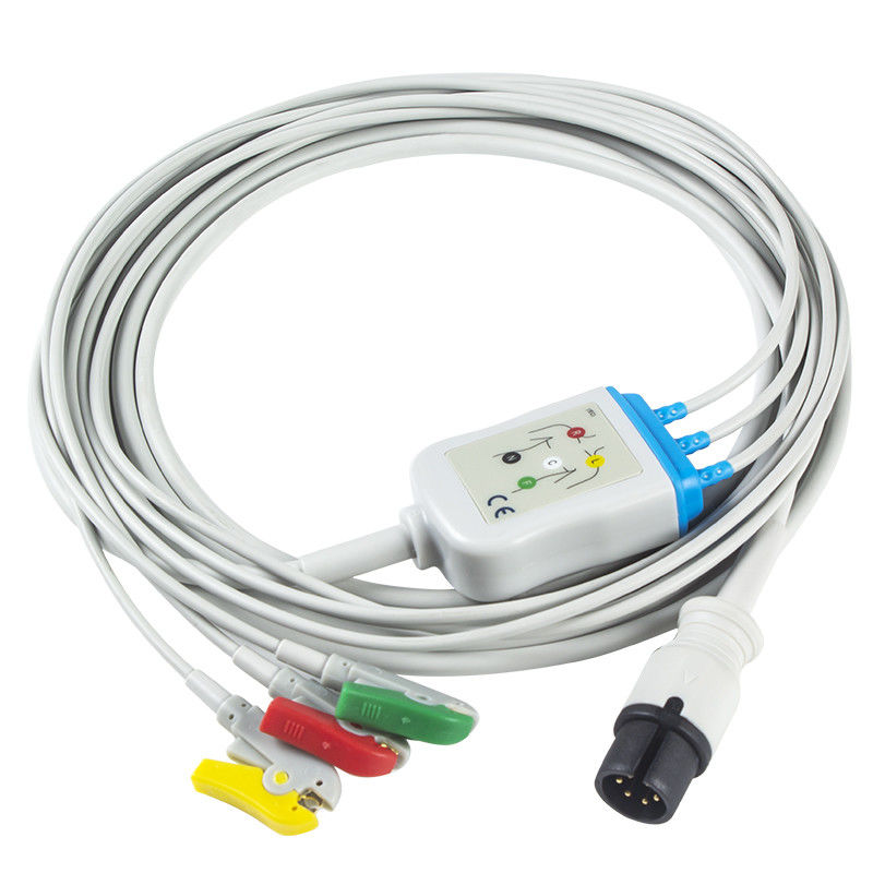 AAMI 6Pin EKG Kablosu ve Kurşun Teller 3 Kurşunlu IEC Klipsli Konnektör EKG Kablosu