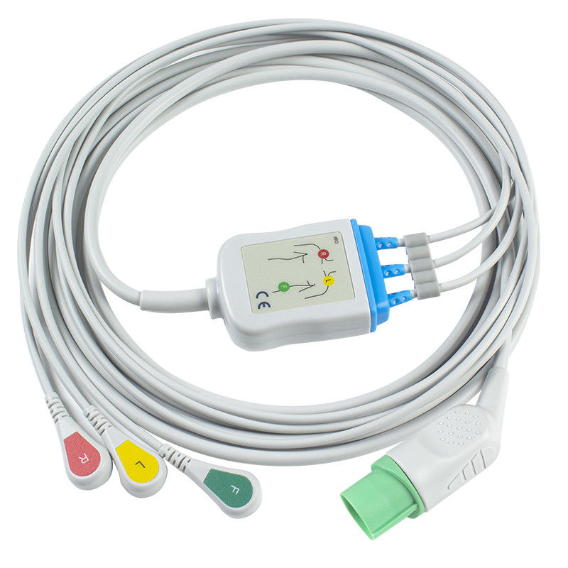 Mindray Datascope 040-000966-00 EA6232A EKG Kabloları ve Kurşun Teller 12pin Konnektör EKG Kablosu 3 Uçlu IEC geçmeli