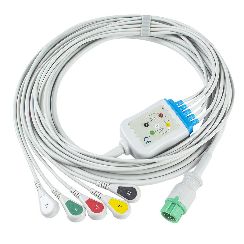 Mindray Datascope 040-000963-00 EA6252B EKG Kabloları ve Kurşun Teller 12pin Konnektör EKG Kablosu 5 Uçlu IEC geçmeli