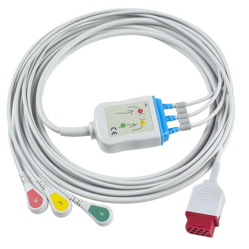 Bionet Yeni Model BM3 BM5 EKG Kabloları ve Kurşun Teller Geçmeli EKG Kablosu 3 Uçlu IEC 12 pimli Konnektör
