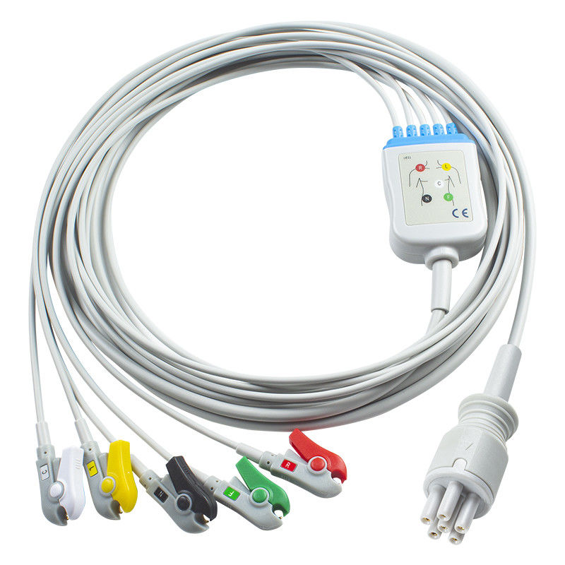 Omron için > Colin Uyumlu Doğrudan Bağlantılı EKG Kablosu ve Kurşun Kabloları 5Lead IEC Grabber