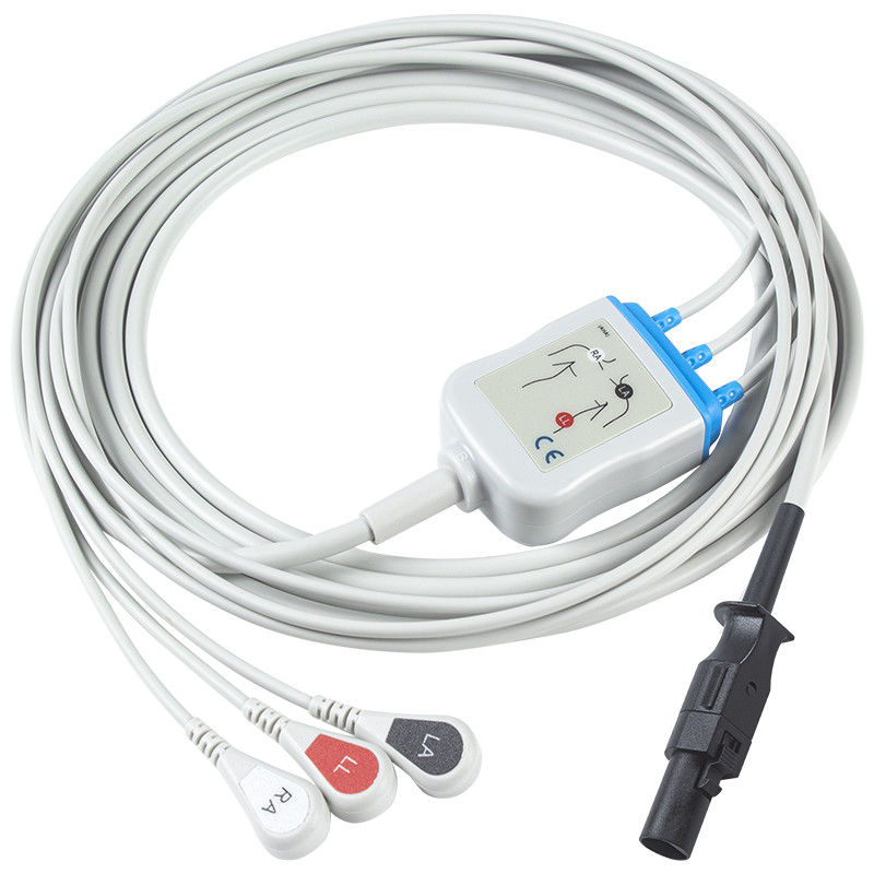 Welch Allyn için uyumlu Aha Iec Ecg Kablo 008-0880-00 3 Lead Aha Snap