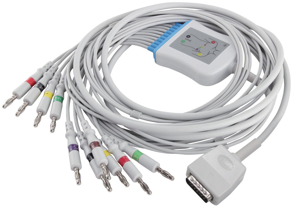 Nihon Kohden 45502-NK EKG Kablosu Q-Stress EKG EKG Kablosu, 5151A 5403A BSM-6501A ve Kurşun Teller için IEC 4.0 Banana Konnektör