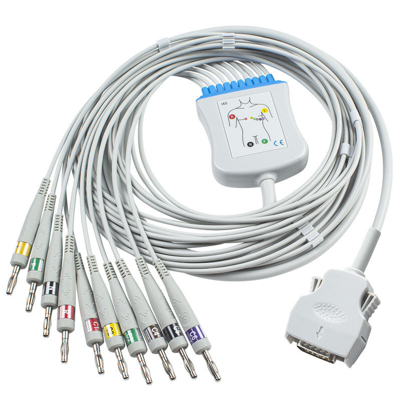Mortara Doğrudan Bağlantılı EKG Kablosu 9293-021-50 ELI 100, ELI 200, ELI 50 Banana 4.0 için EKG Kablosu