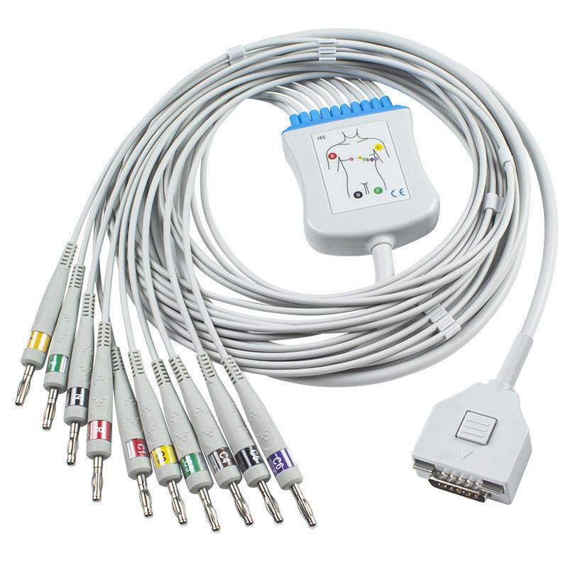 Fukuda ME EKG Kablosu KP-500 KP-500D Cardisuny EKG Hasta Monitörü Kablosu 10 Uçlu Teller IEC Banana 4.0 Konektörü