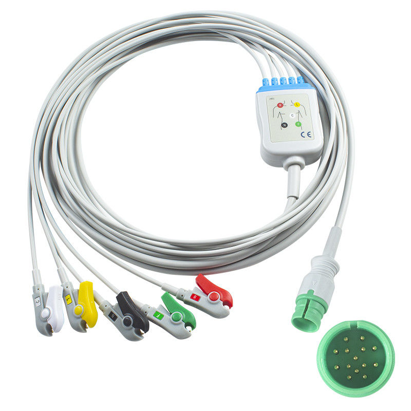 Promed PM-12 PM-12C PM-12D EKG Kabloları ve Leadwires 14pin Connector ECG Kablo 3 Lead IEC snap