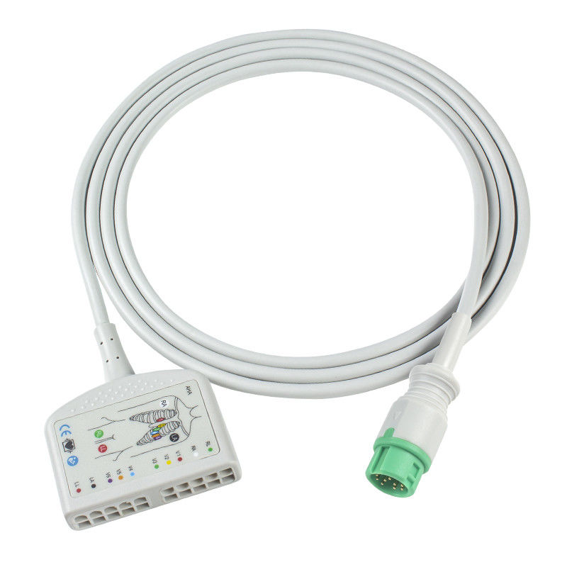 TPU Dynascope DS-5100E 12Pin EKG Hasta Kablosu 10Lead Yetişkin/Pediatrik Uyumluluk için