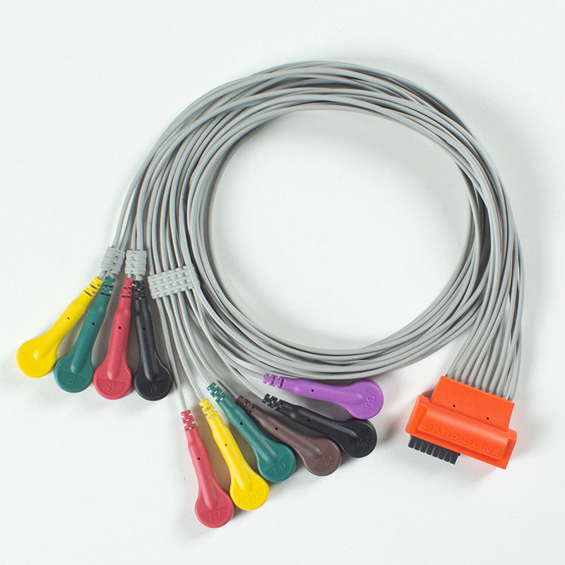 Kardiolin Touch EKG 10Lead EKG Kablosu IEC Snap Gri ve Turuncu TPU ile