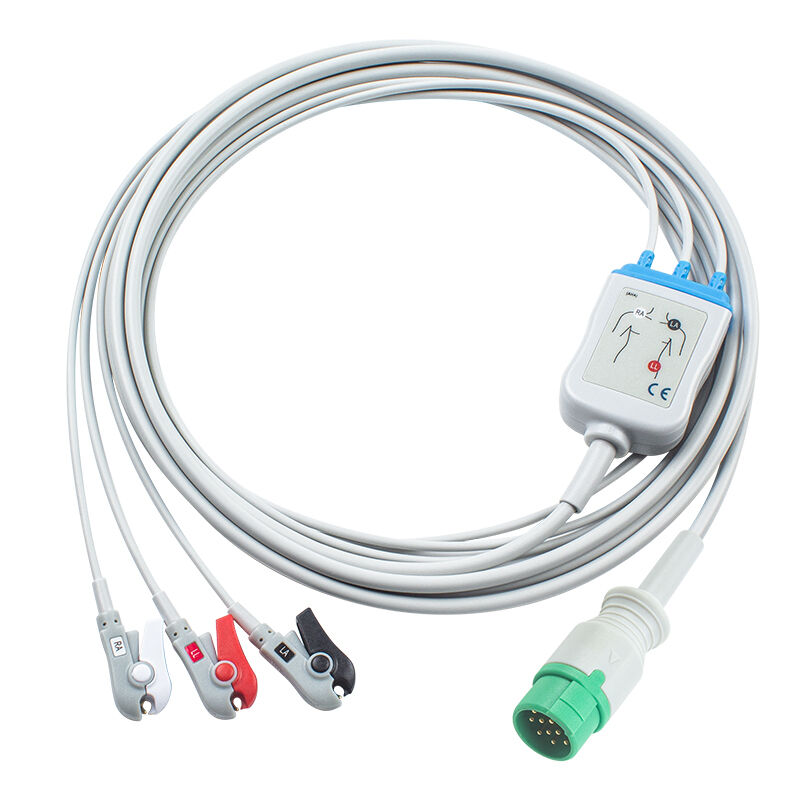 Emtel Fx2000 EKG Kabloları ve Leadwire'ları 12 pinli Konnektör EKG Kablosu 3 5 Lead IEC AHA Snap Tutucu Klips