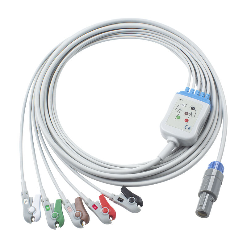 Epsilon Lemo 6 Pin EKG Kabloları ve Kurşun Telleri EKG Kablosu 3 5 Kurşun IEC AHA Snap Tutucu Klips