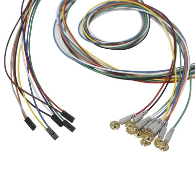 DuPont 2 Pimli Fiş Kap Tipi EEG Elektrotları Kurşun Teller Altın Kaplama Elektroensefalografi Elektrotları