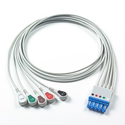 Datascope/Maquet/Getinge 5 Lead için uyumlu EKG Leadwires, Snap AHA