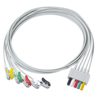 S-iemens Hasta Kablosu EKG 5 Kurşun S-iemens IEC Grabber Yetişkin veya Pediatrik için EKG Kurşun Gri
